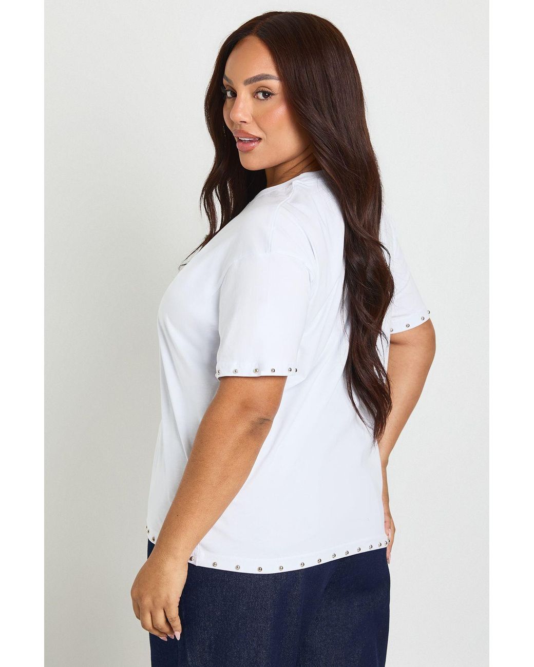 Boohoo White Plus Stud Detail Oversized T-Shirt