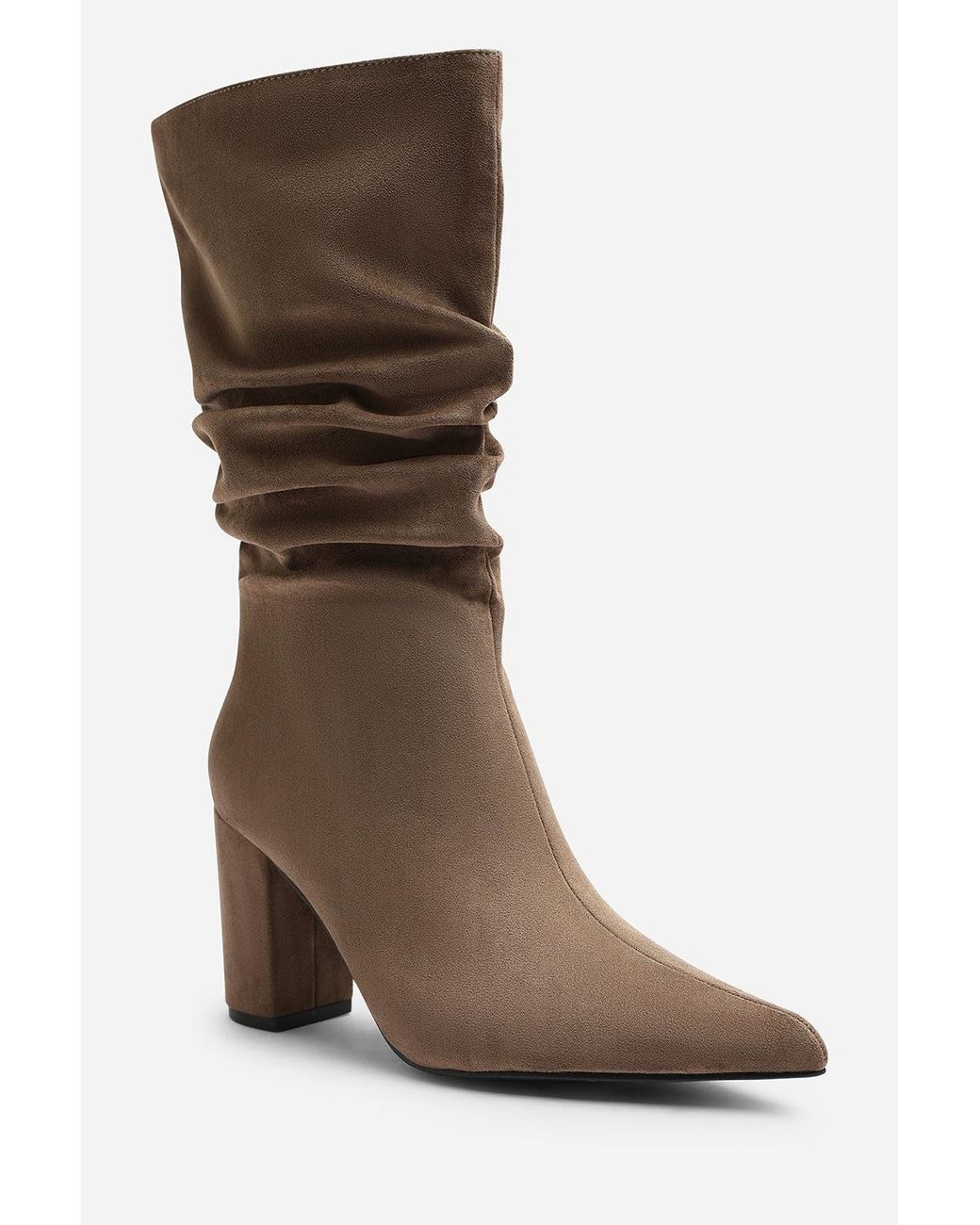Where's That From Brown Wheres Lilyana Ruched Heeled Calf Boot