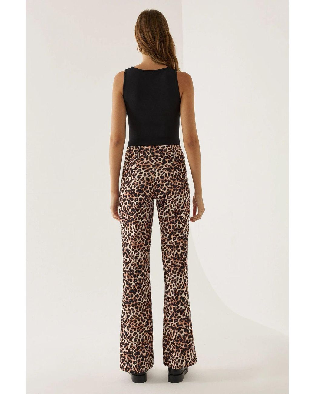 Hiccup Natural Leopard Print Flare Pants