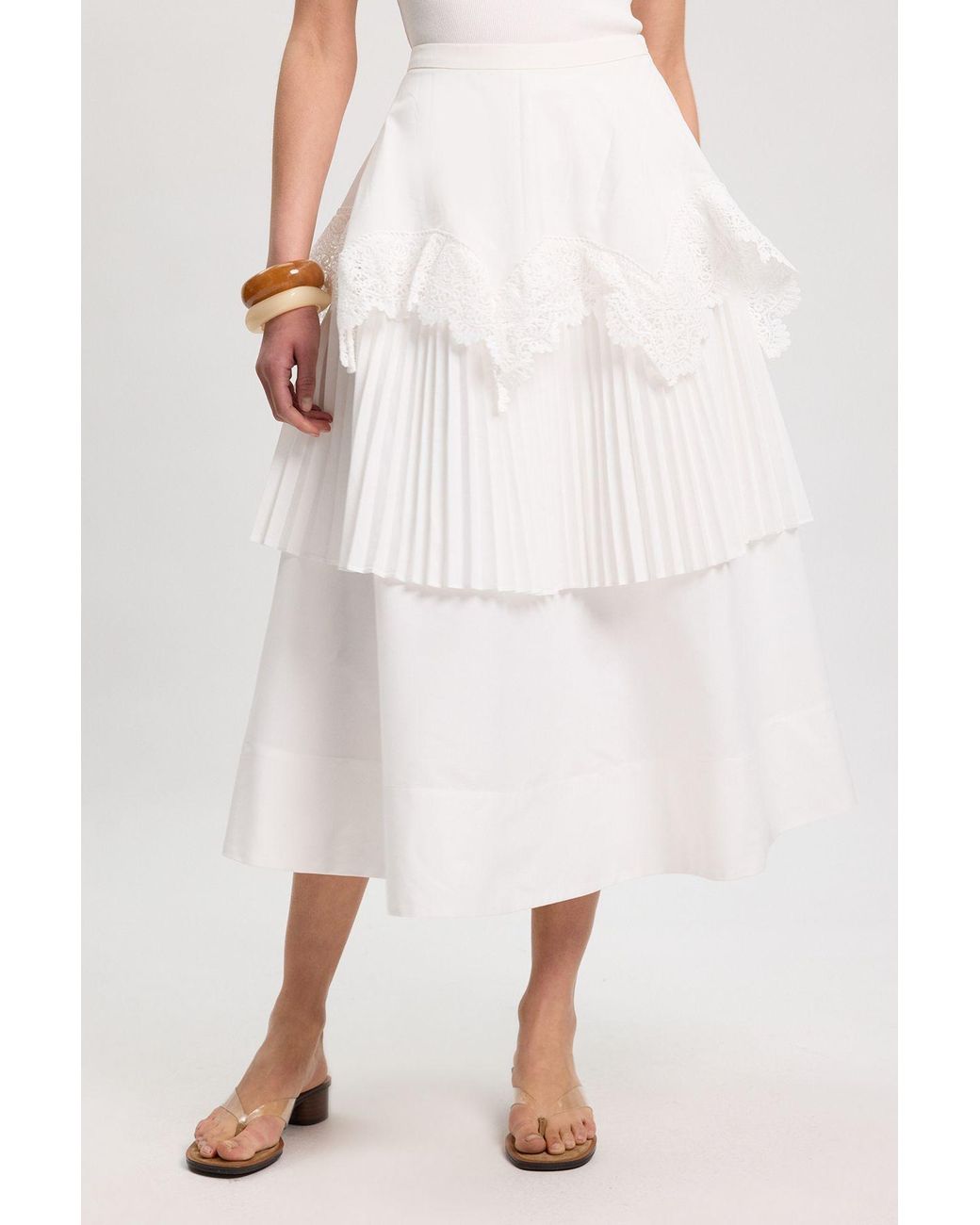 Karen Millen White Ruffled Maxi Skirt