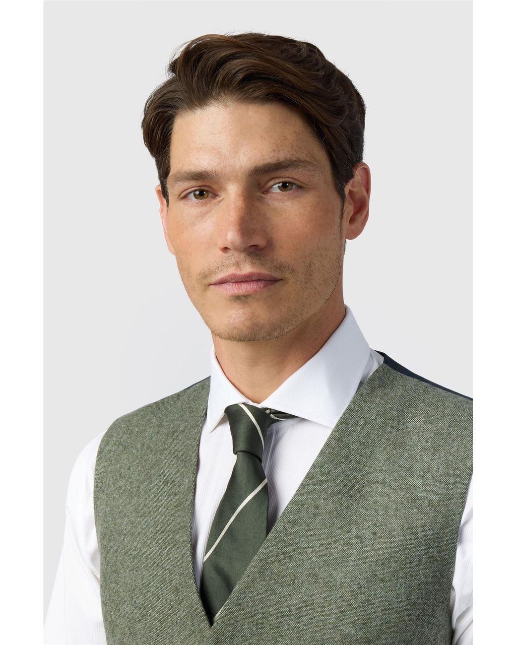Alexandre Silver Label Green Single Breasted Five Button V-Neck Tailored Suit Waistcoat for men