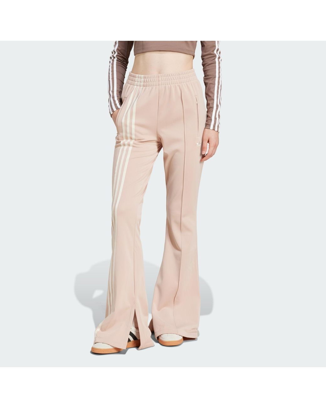 Adidas Originals Natural 3-Stripes Flared Firebird Track Pants