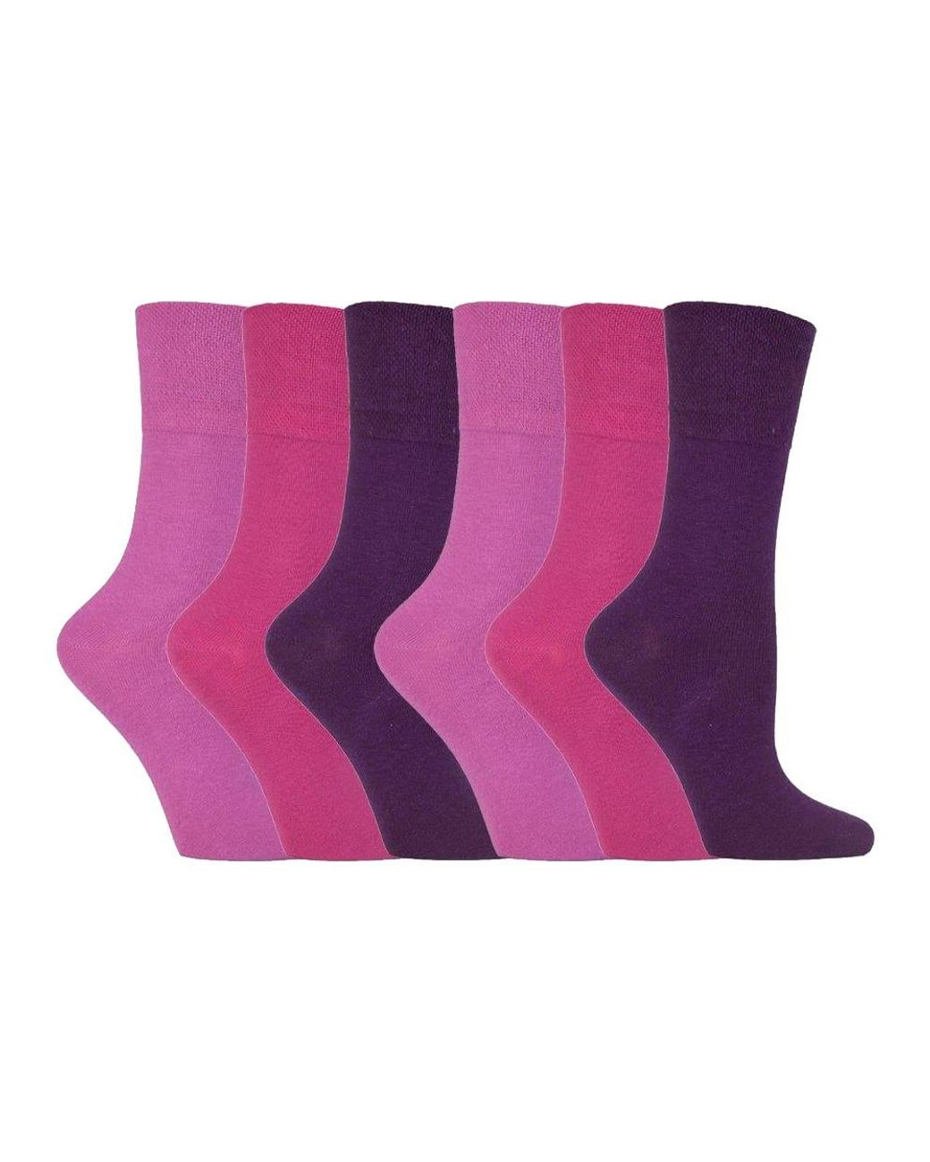 IOMI Pink Ladies 6 Pack Non Elastic Diabetic Socks With Hand Linked Toe Seams