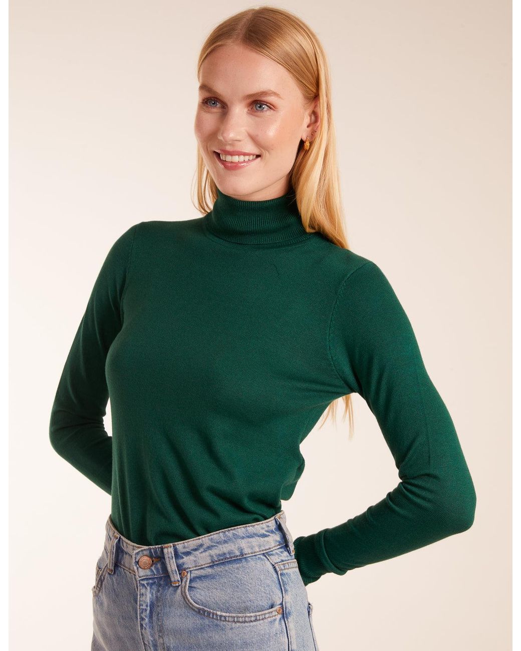 Blue Vanilla Green Roll Neck Jumper