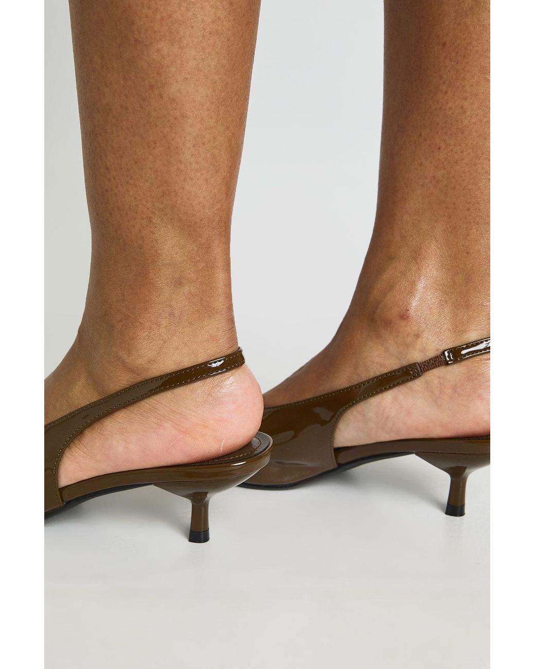 Boohoo Green Slingback High Cut Low Court Shoes