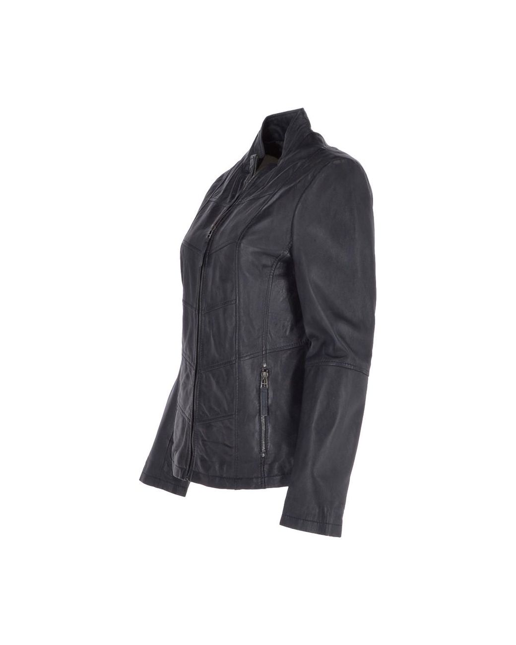 Ashwood Leather Black 'Isla' Real Mandarin Collared Jacket