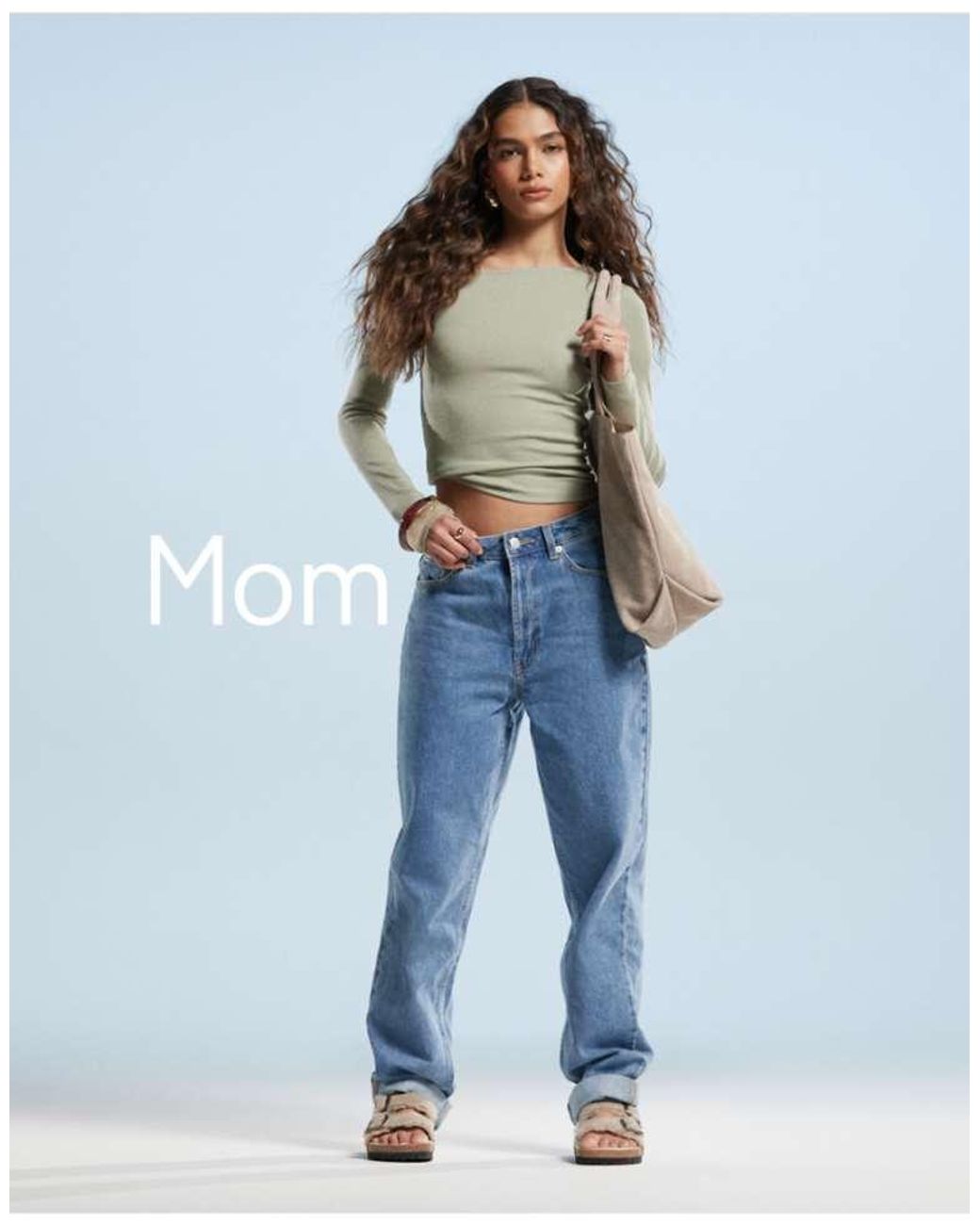 ASOS Blue High Rise Relaxed Mom Jeans
