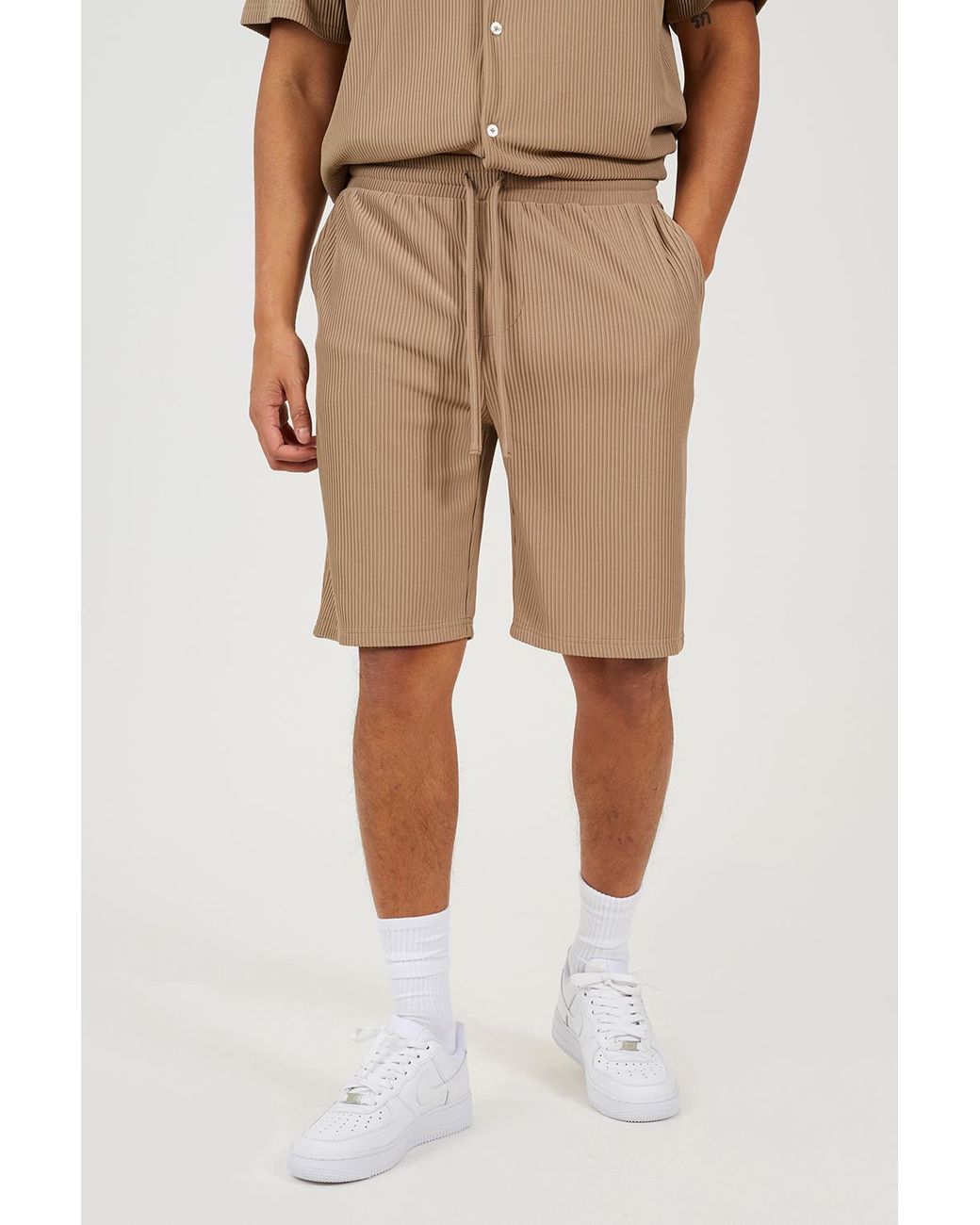 Brave Soul Natural Pleated Shorts for men