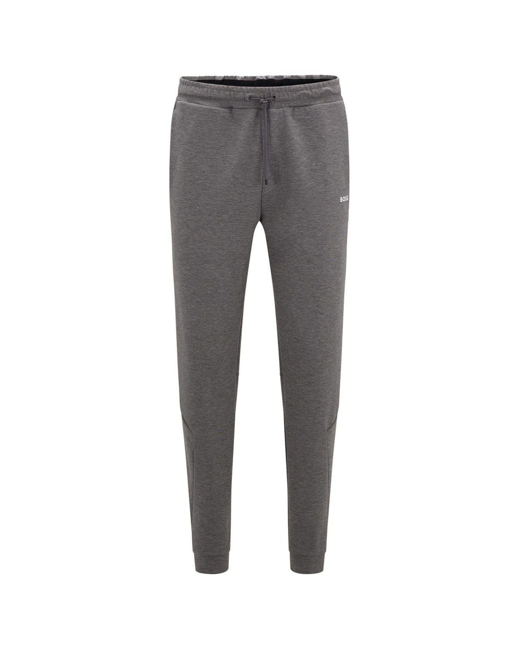 Boss Gray Hadiko Solid Patterned Slim Joggers for men