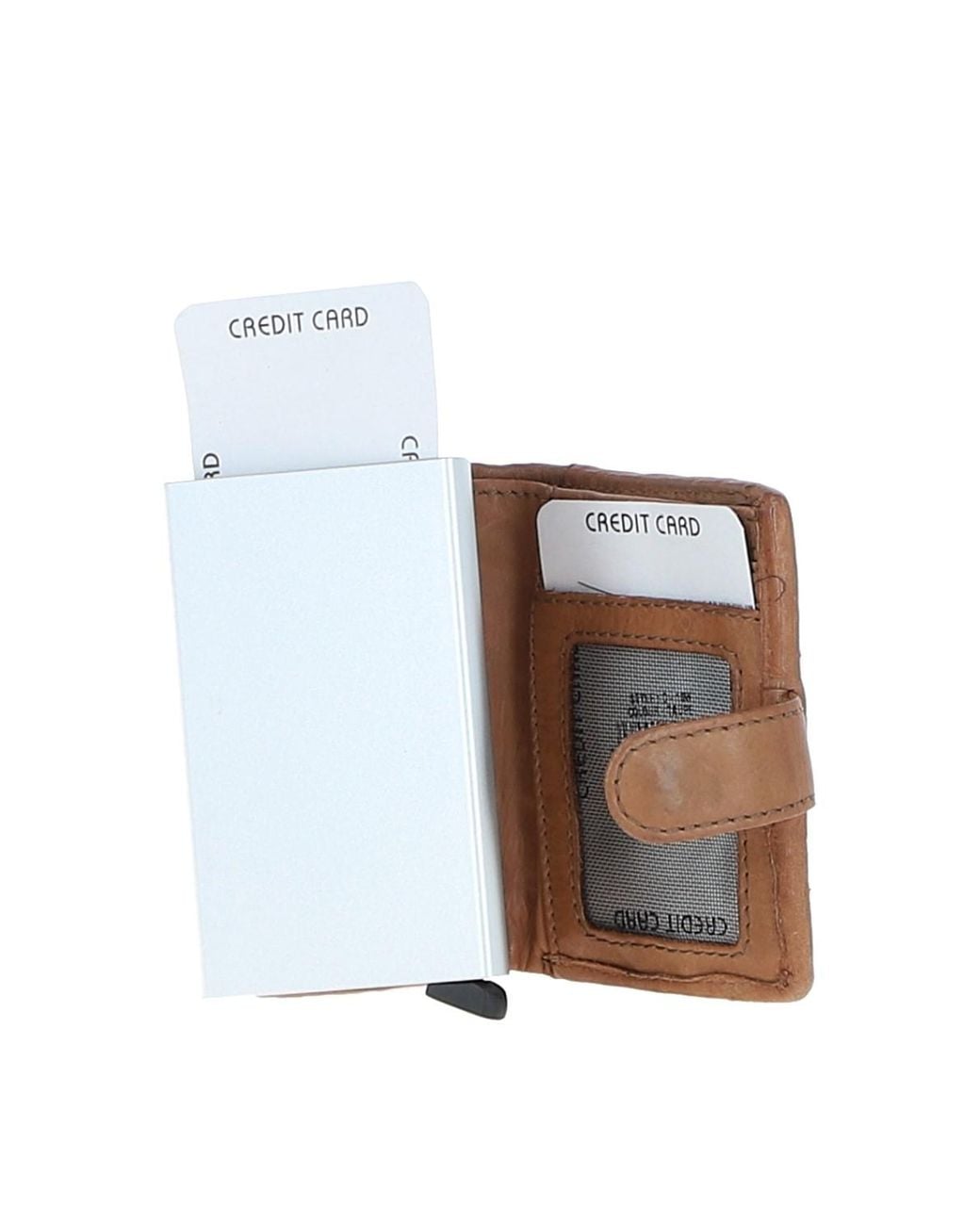 Ashwood Leather Brown 'La Perfetto' Metal & Woven Card Wallet Case