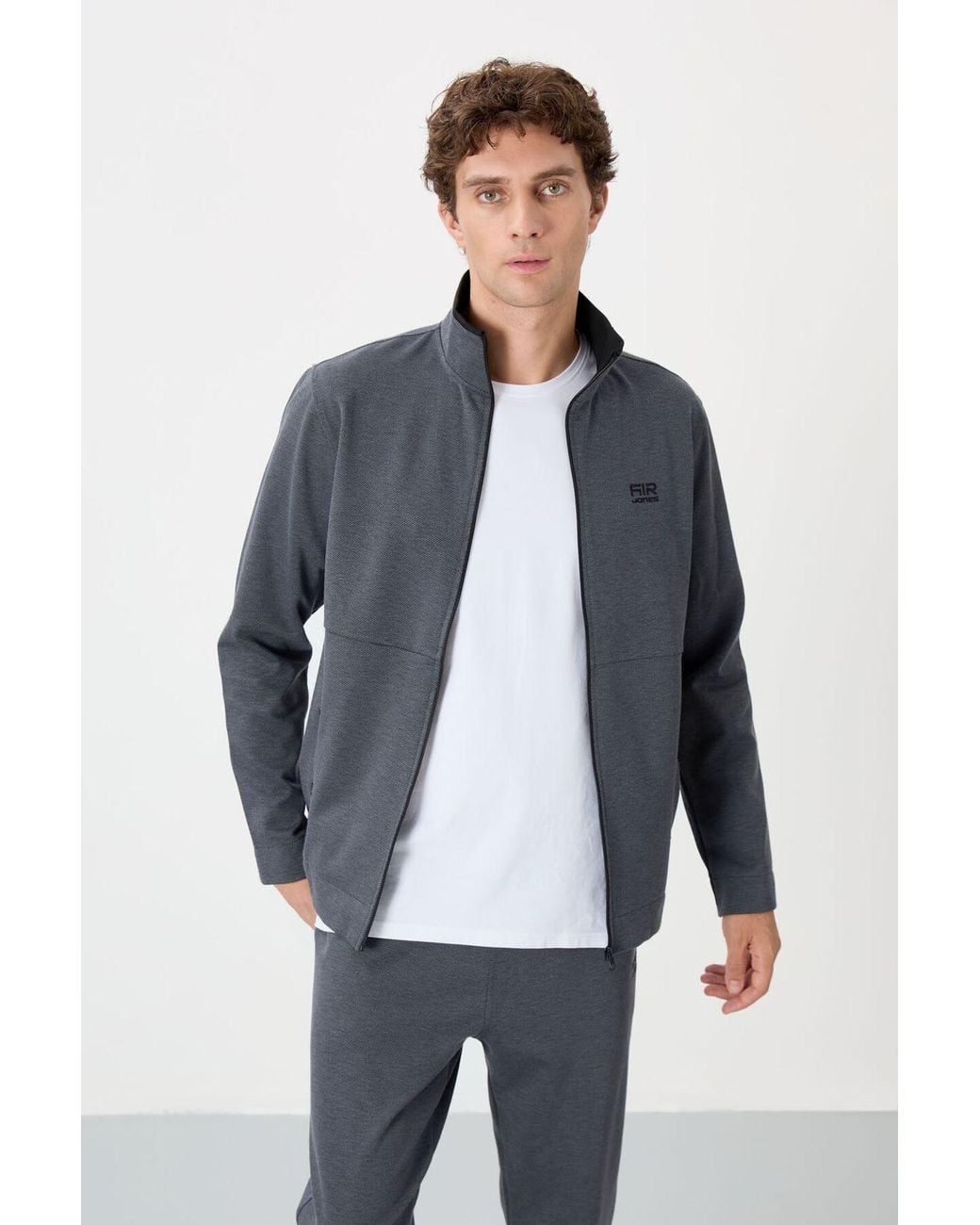 TOMMY LIFE Blue Zip-Collar Sweatshirt And Pants Set for men