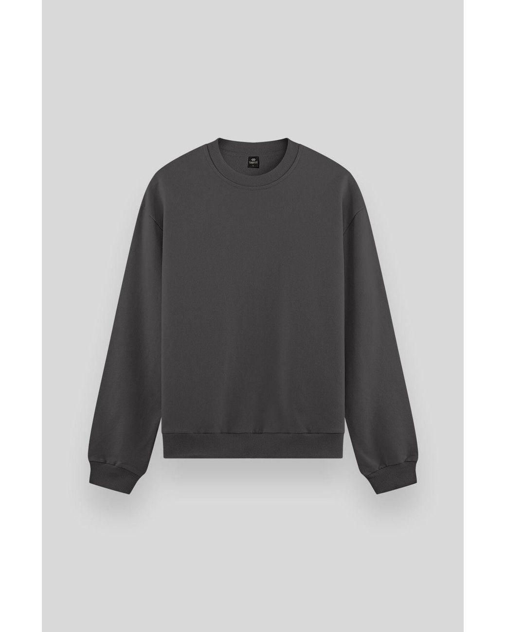 TOMMY LIFE Black Plain Crew Neck Sweatshirt for men