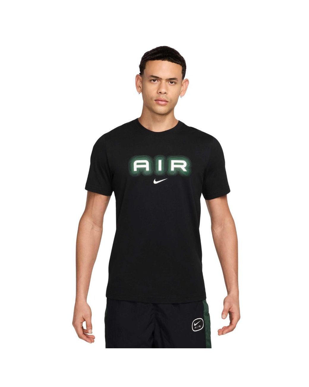 Nike Black Sportswear Air Graphic Tee Print T-Shirt Cotton for men