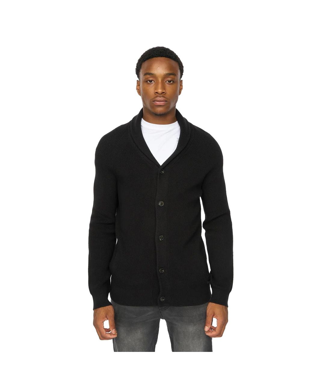 Duck and Cover Black Venosa Shawl Collar Cardigan for men
