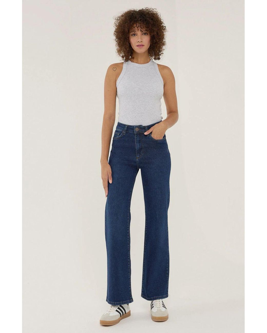 Hiccup Blue High Waist Straight Leg Denim Jeans