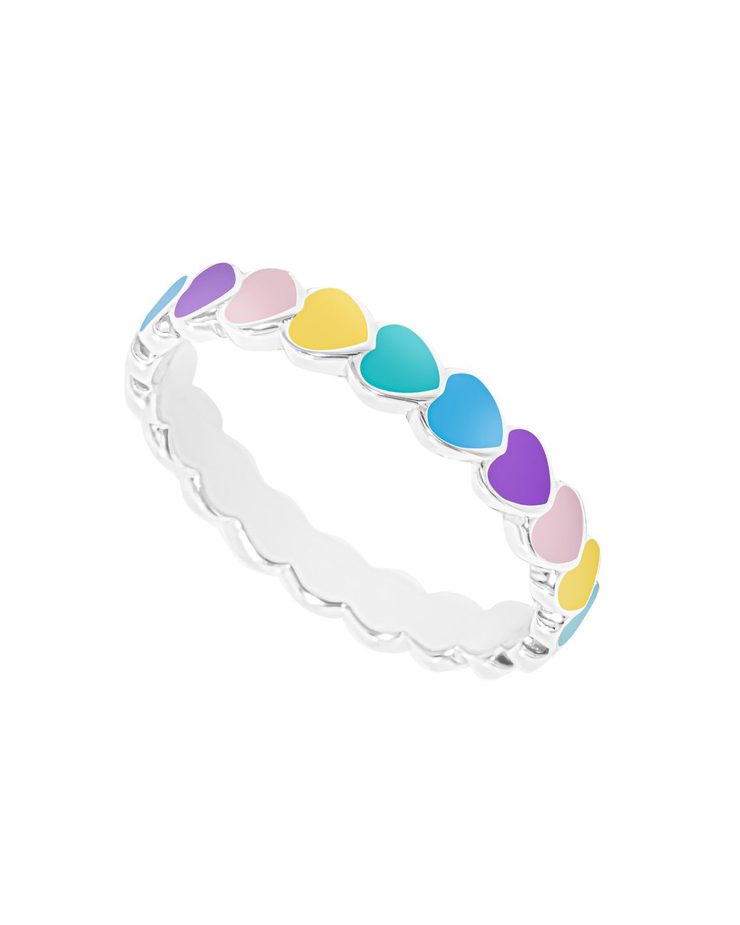 The Jewellery Stockroom Blue Sterling Multi-Coloured Heart Enamel Ring