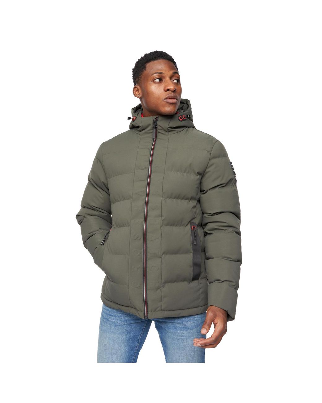 Crosshatch Green Kampnew Embossed Jacket for men