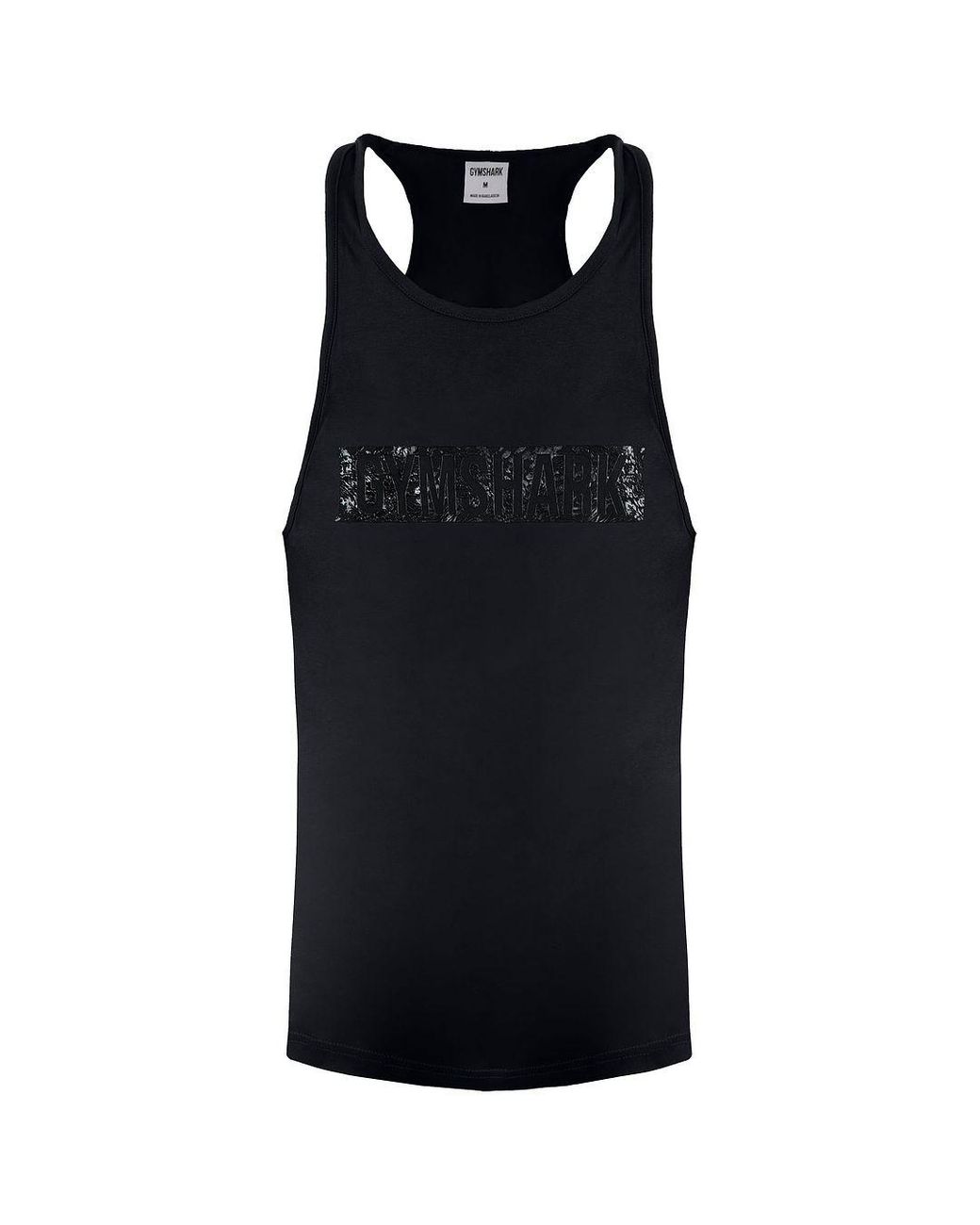 GYMSHARK Black Gfx Bob Stringer Vest for men