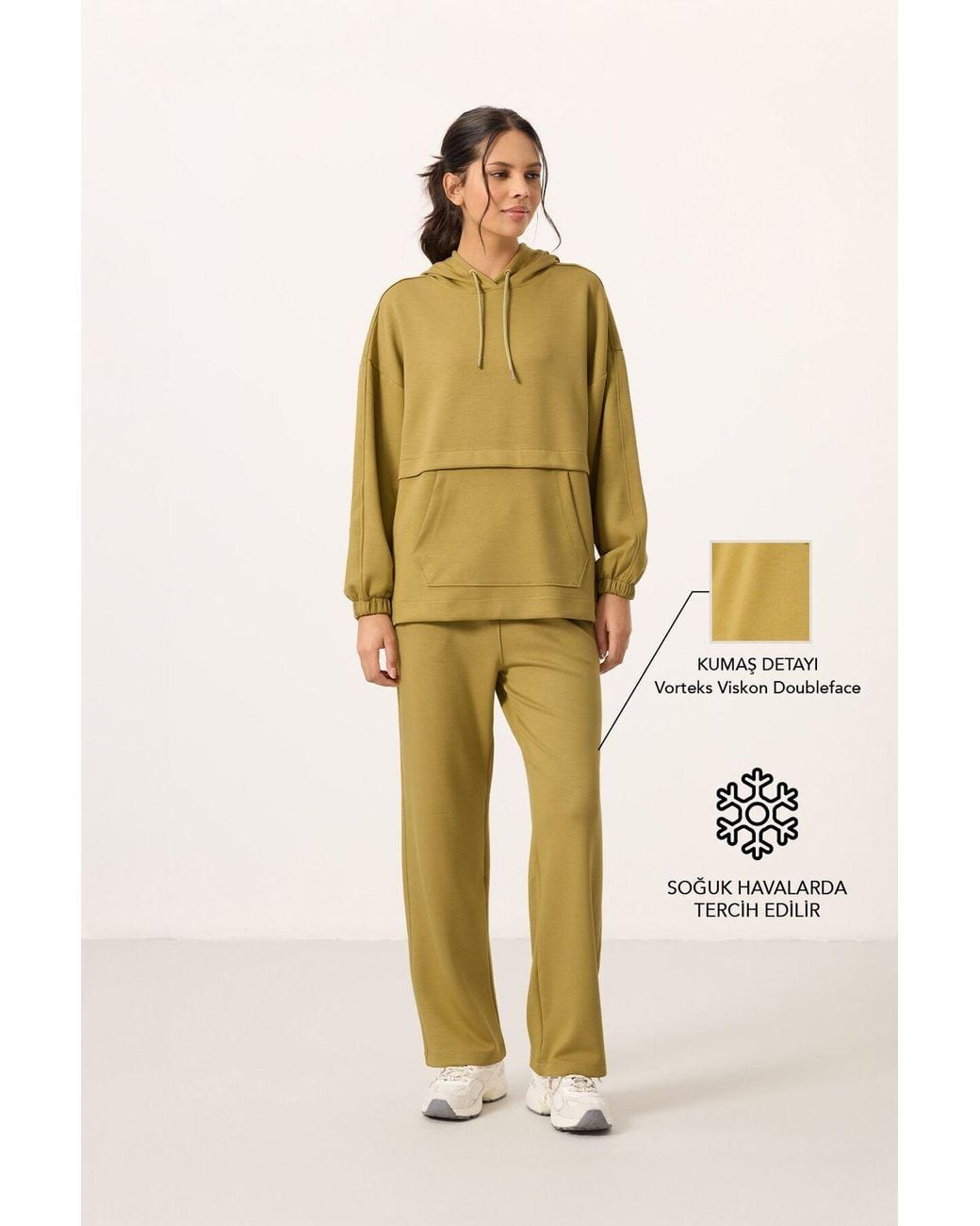 TOMMY LIFE Metallic Oversized Hooded Sweatshirt And Wide-Leg Pants Set