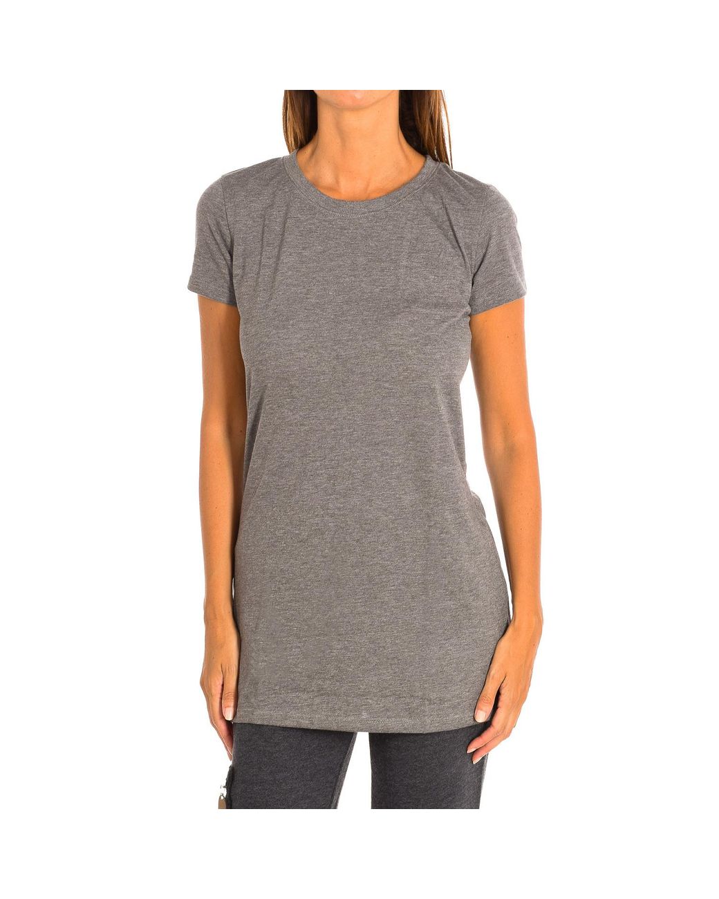 Zumba Gray Short-Sleeved Round Neck Nightgown Z1T00543