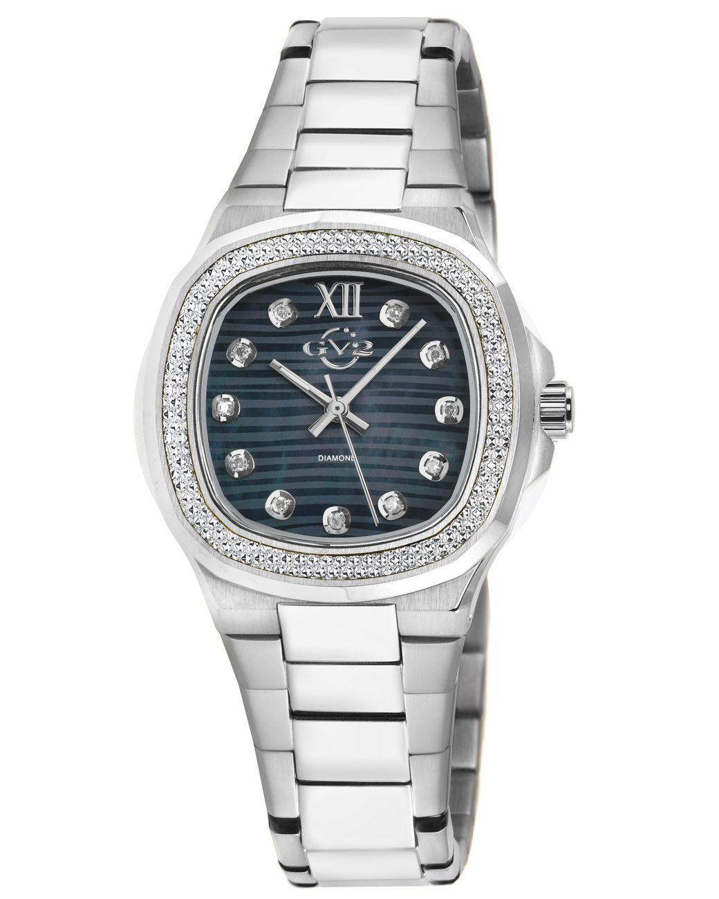 Gv2 Gray Potente Swiss Quartz Mop Dial, 316L Stainless Steel Diamond Watch