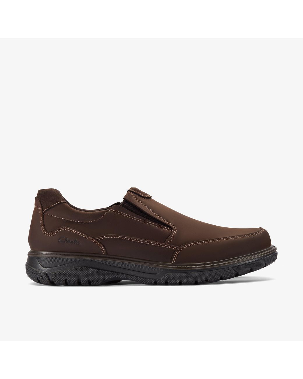 Clarks Brown Renzo Easy Dark Lea Shoes for men