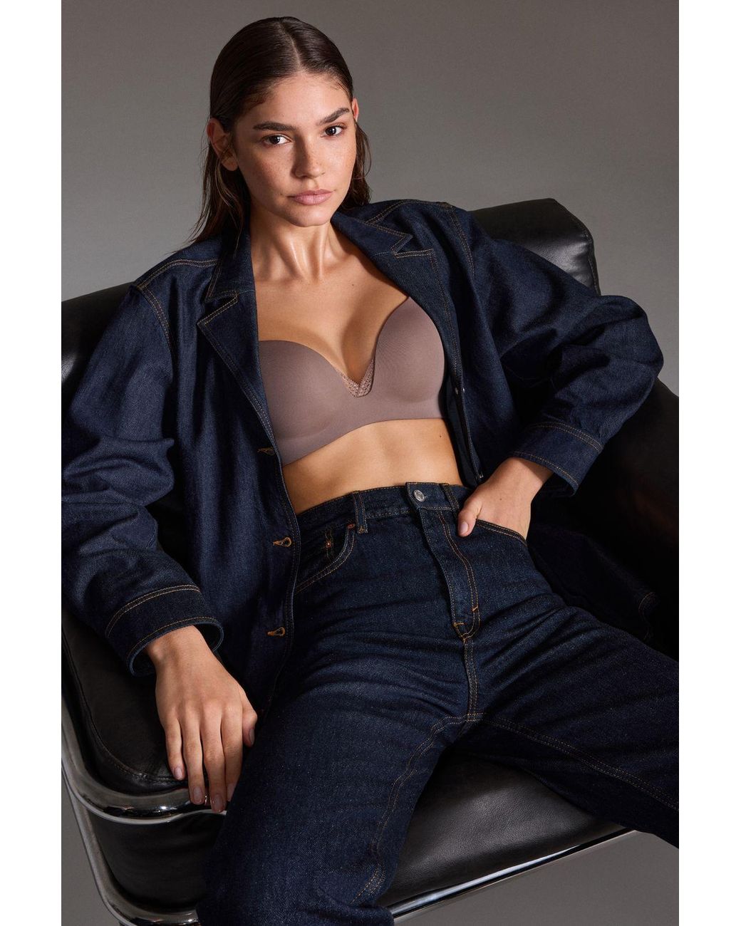 Penti Blue Lace Jersey Bralette Bra