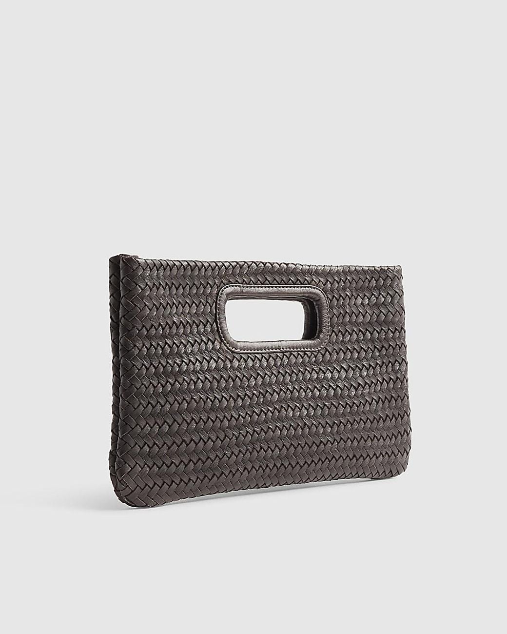 River Island Gray Clutch Bag Woven Leather