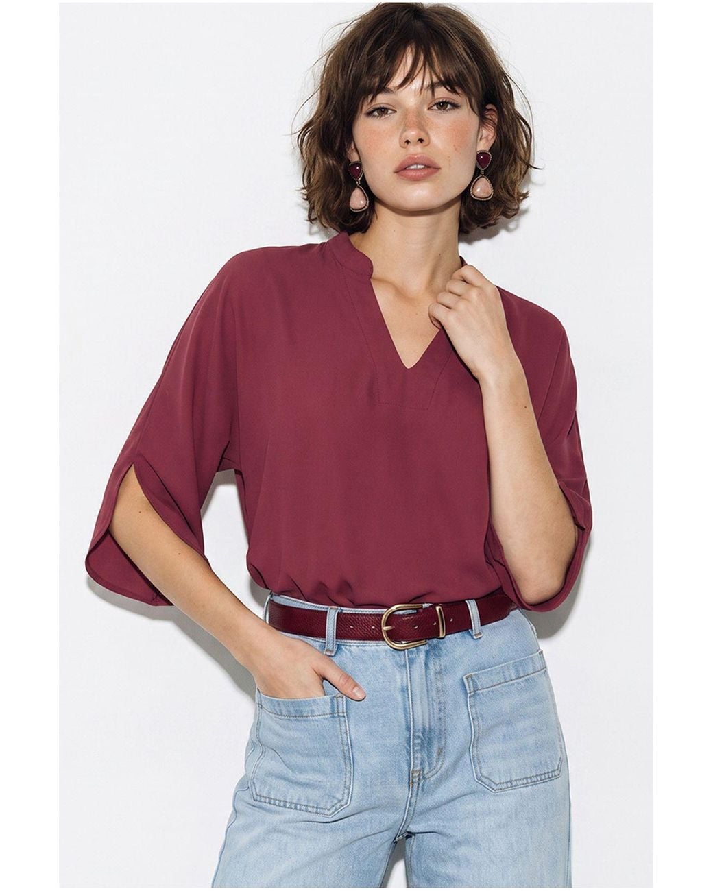 Bianco Lucci Red Blouse