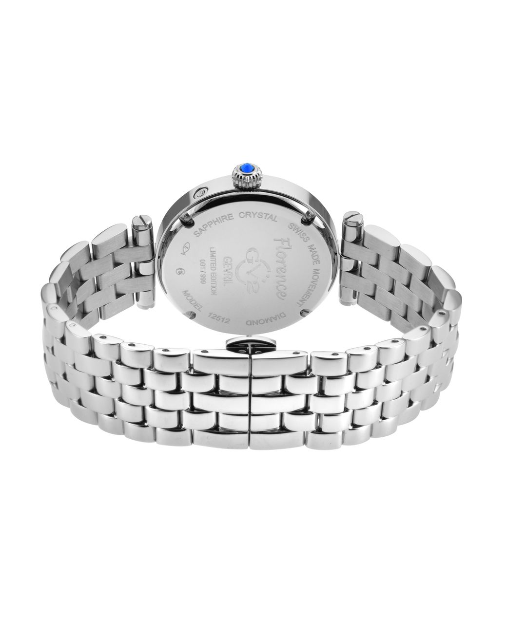 Gv2 Gray Florence Mother Of Pearl Dial Diamond Cut Ring On Stainless Steel Bracelet Watch