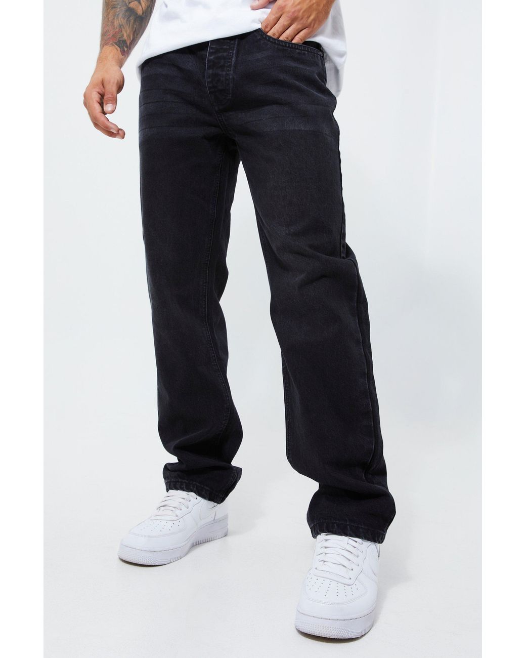BoohooMAN Blue Relaxed Rigid Jeans for men