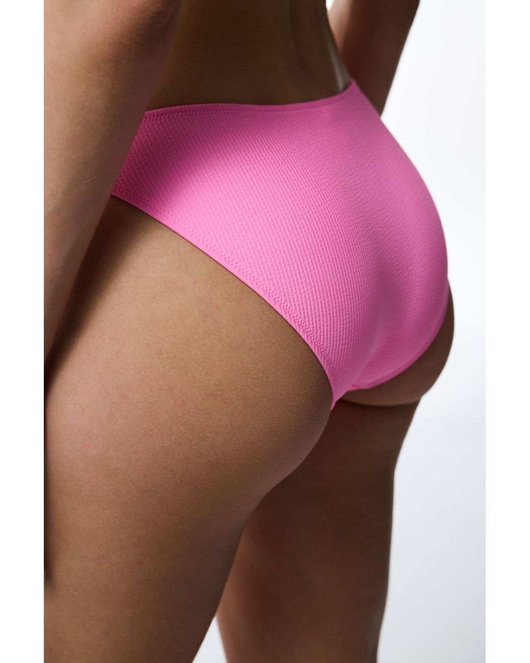 Penti Pink Ribbed Mid-Waist Bikini Bottoms