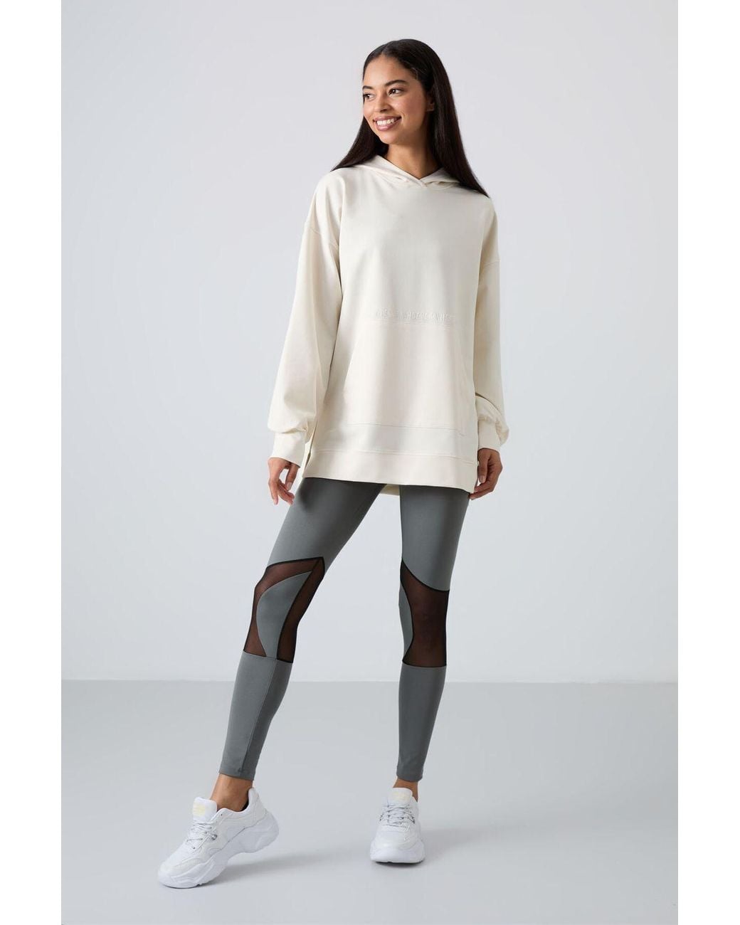 TOMMY LIFE White Oversized Printed Hooded Sweatshirt