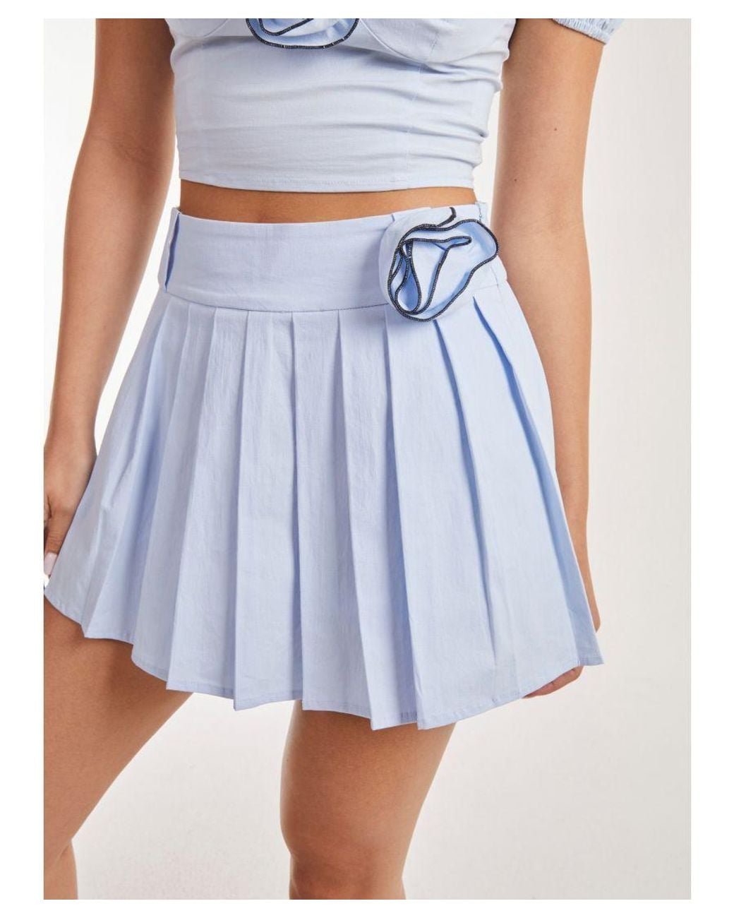 Pink Vanilla Blue Corsage Pleated Mini Skort