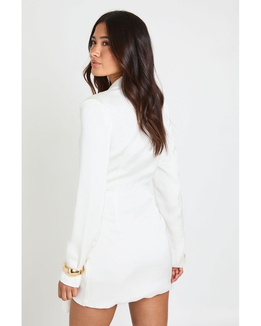 Boohoo White Tailored Wrap Front Structured Blazer Dress