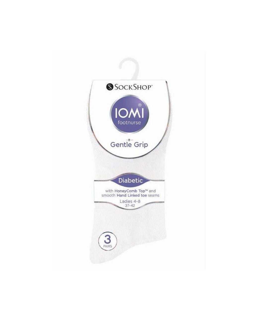 IOMI White Ladies 6 Pack Non Elastic Diabetic Socks With Hand Linked Toe Seams