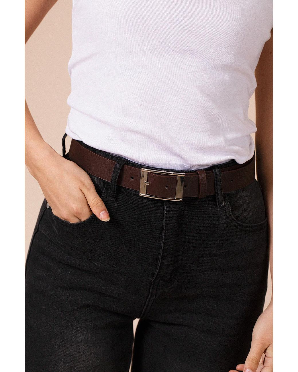 SVNX Black Square Buckle Belt