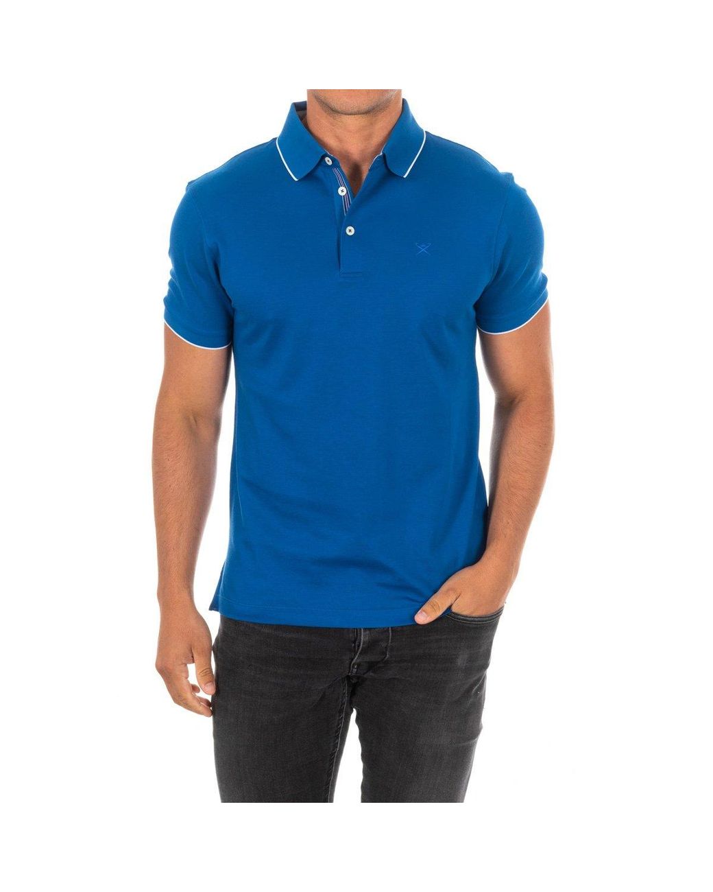 Hackett Herenpolo Met Korte Mouwen En Reverskraag Hm561801 in het Blue voor heren
