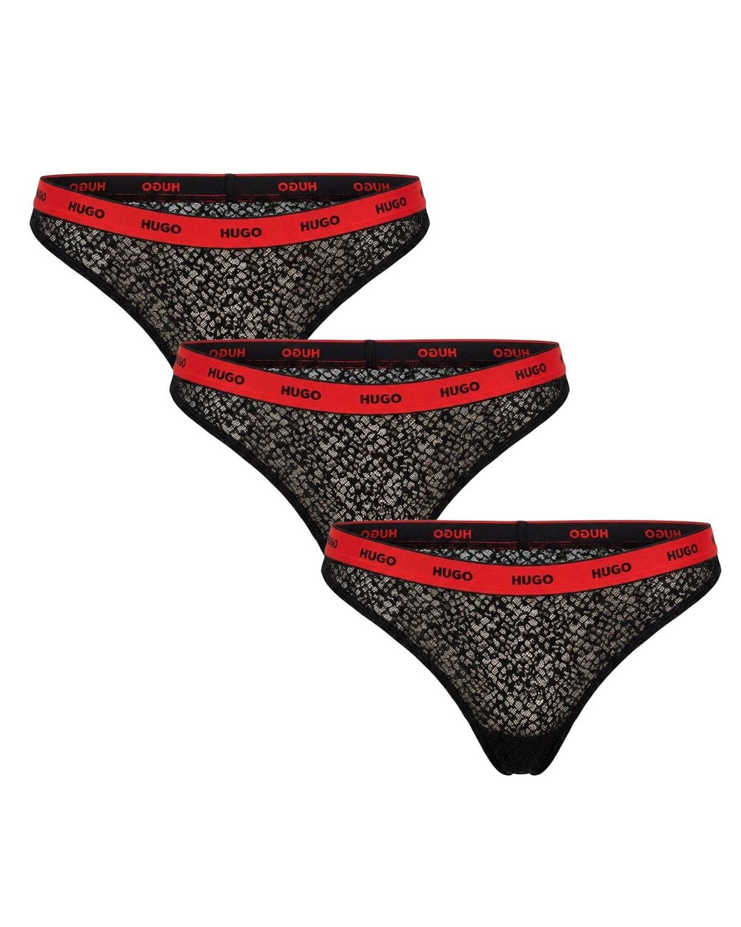 Boss Black Pack Of 3 Lace Thongs With Logo 50535265