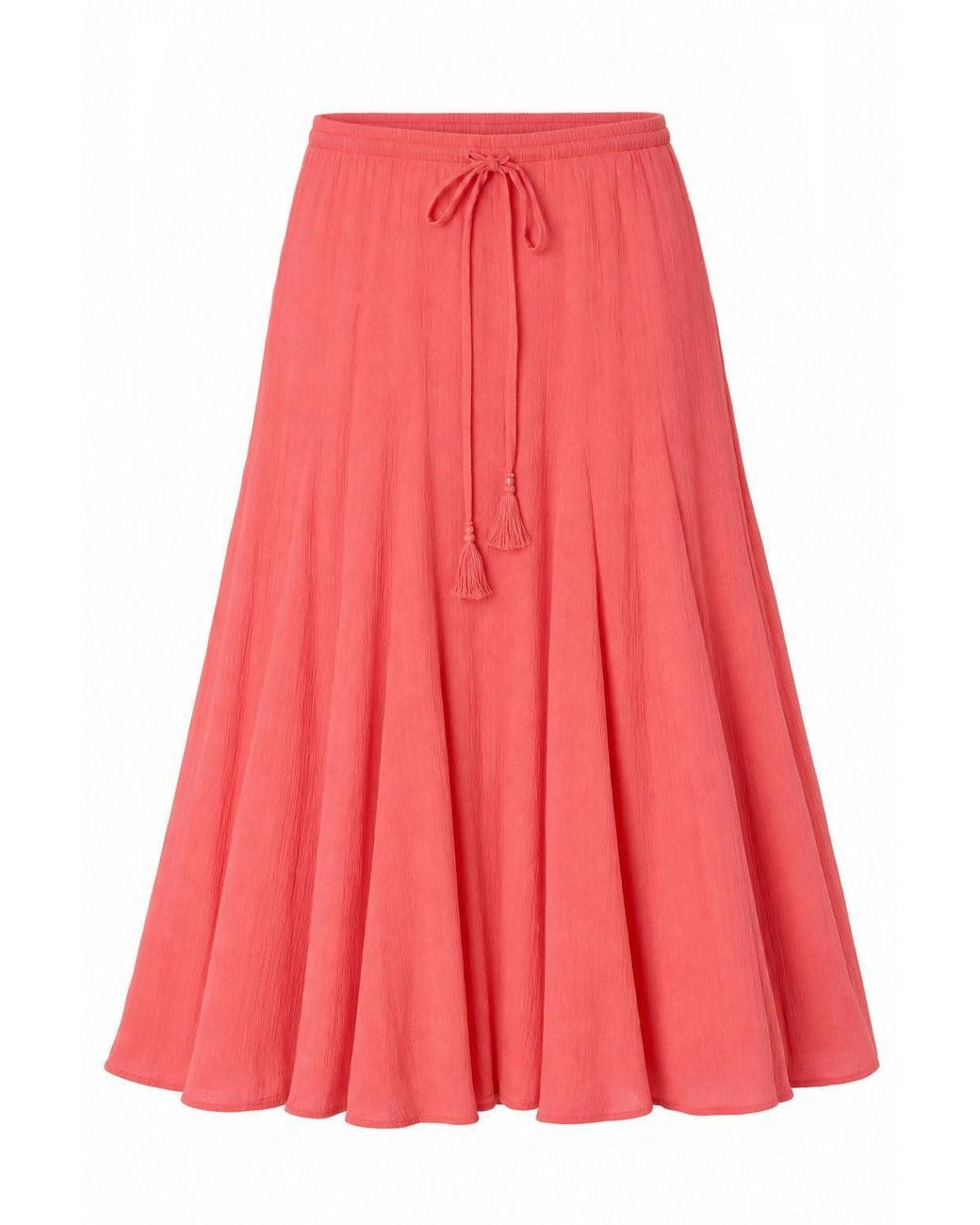 East Red Coral Pure Cotton Midi Skirt