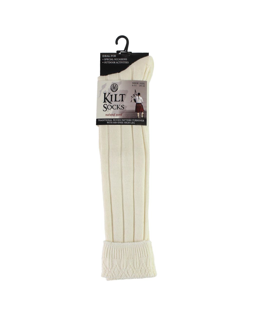 Sock Snob White 1 Pack Wool Long Knee High Kilt Socks for men