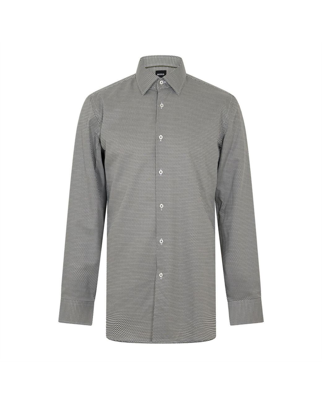 Boss Gray Hank Kent Oxford Shirt, Comfortable Regular Fit for men