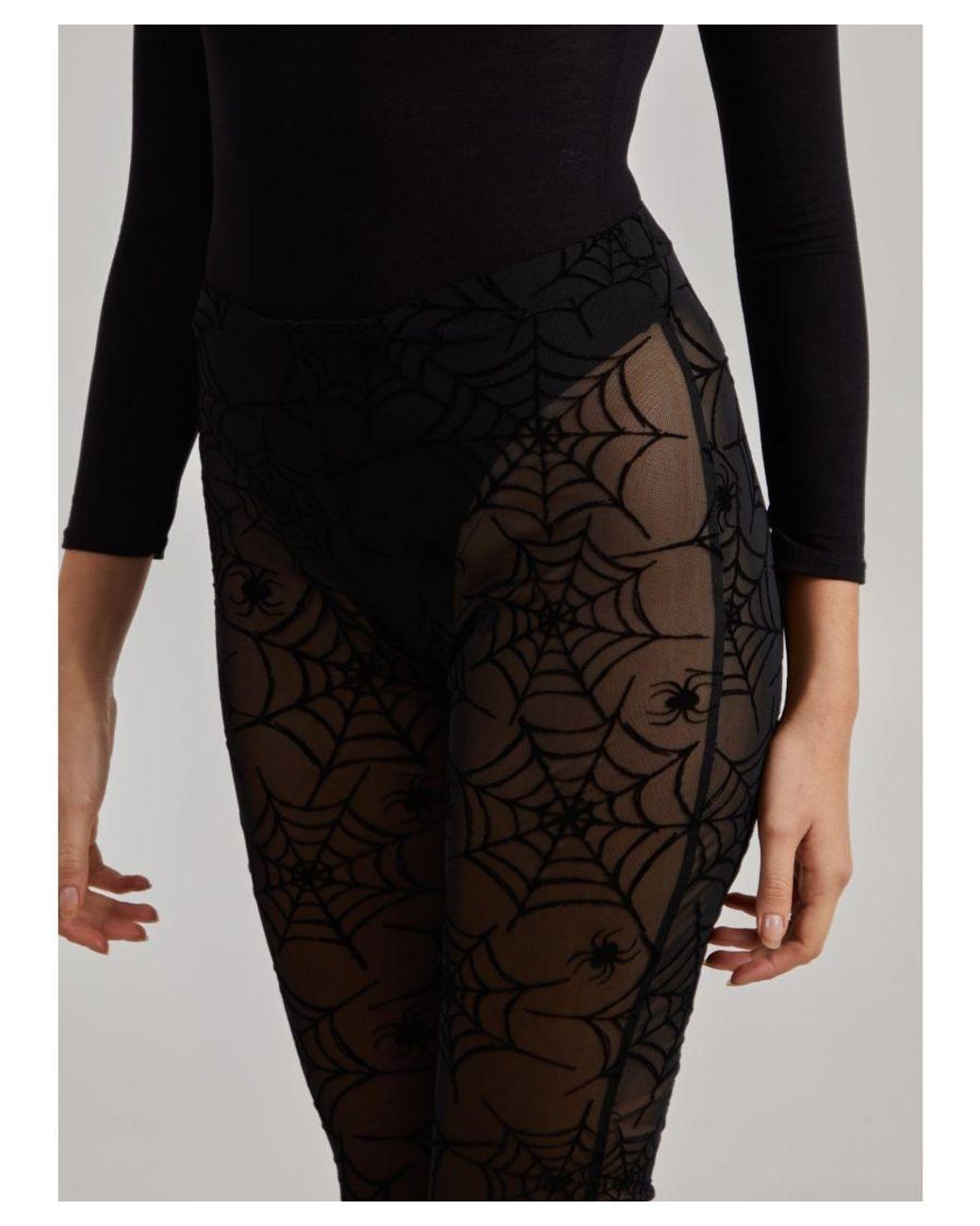 Pink Vanilla Black Web Mesh Flocked Trousers