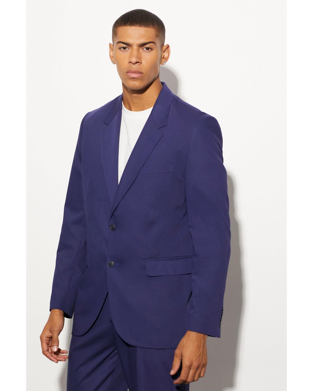 BoohooMAN Blue Relaxed Fit Single Breasted Suit Jacket for men