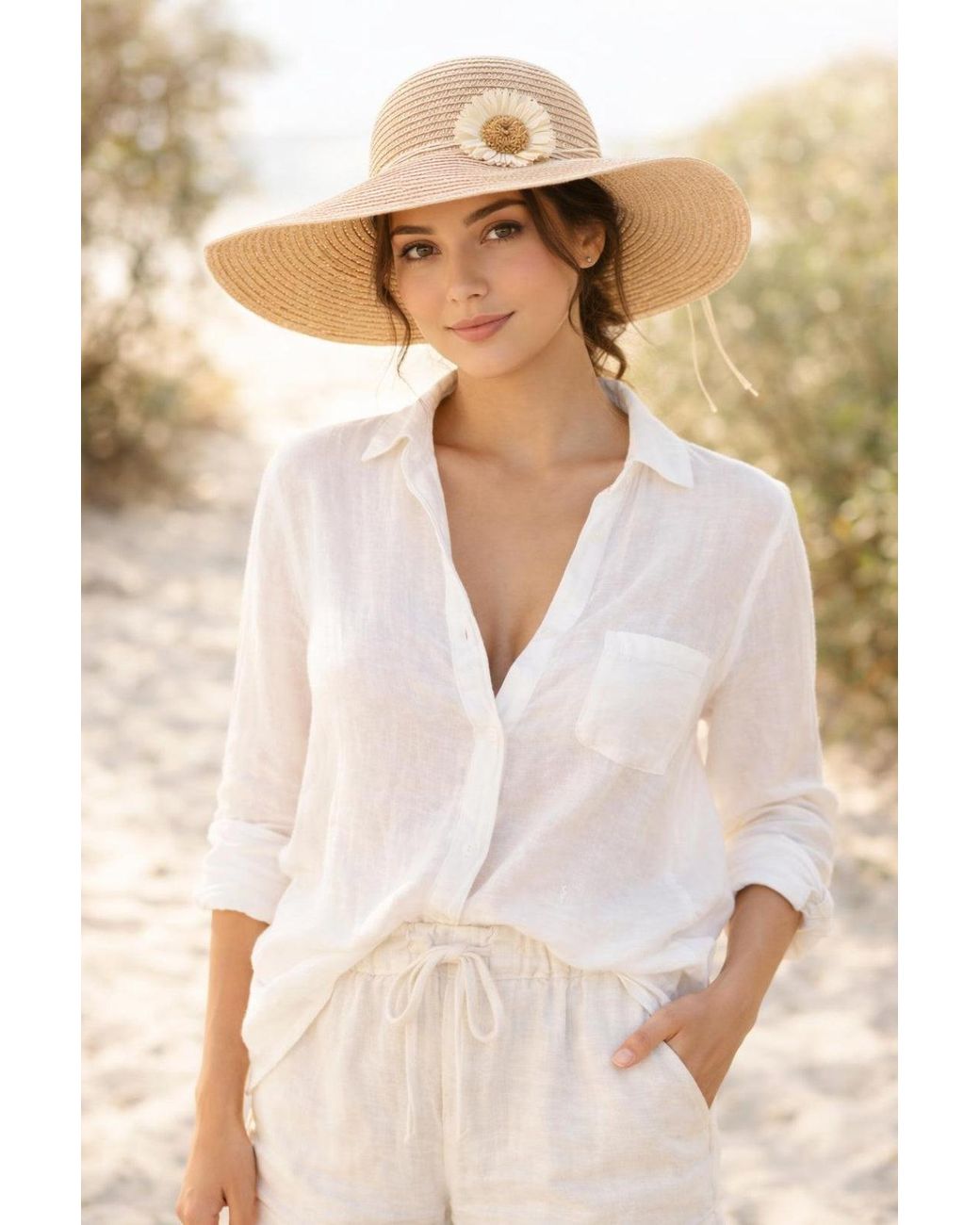 SVNX Natural Sunflower Straw Sun Hat