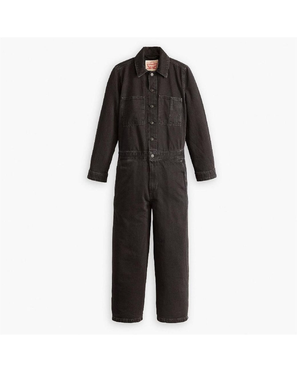 Levi's Black Levi's Iconic Collared Neck Long Sleeve Solid Patterned Jumpsuit