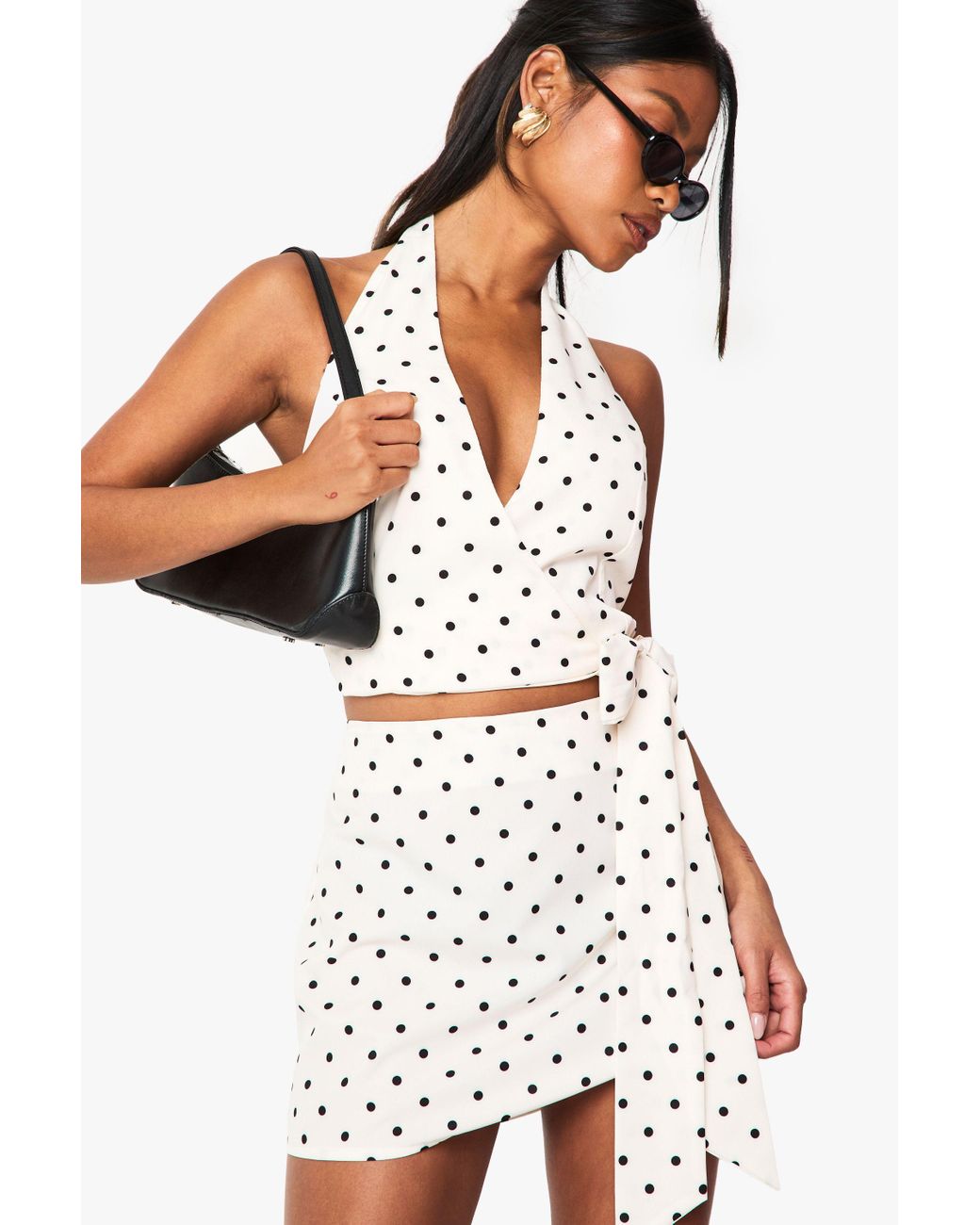 Boohoo Woven Polka Dot Mini Skirt in White Lyst UK