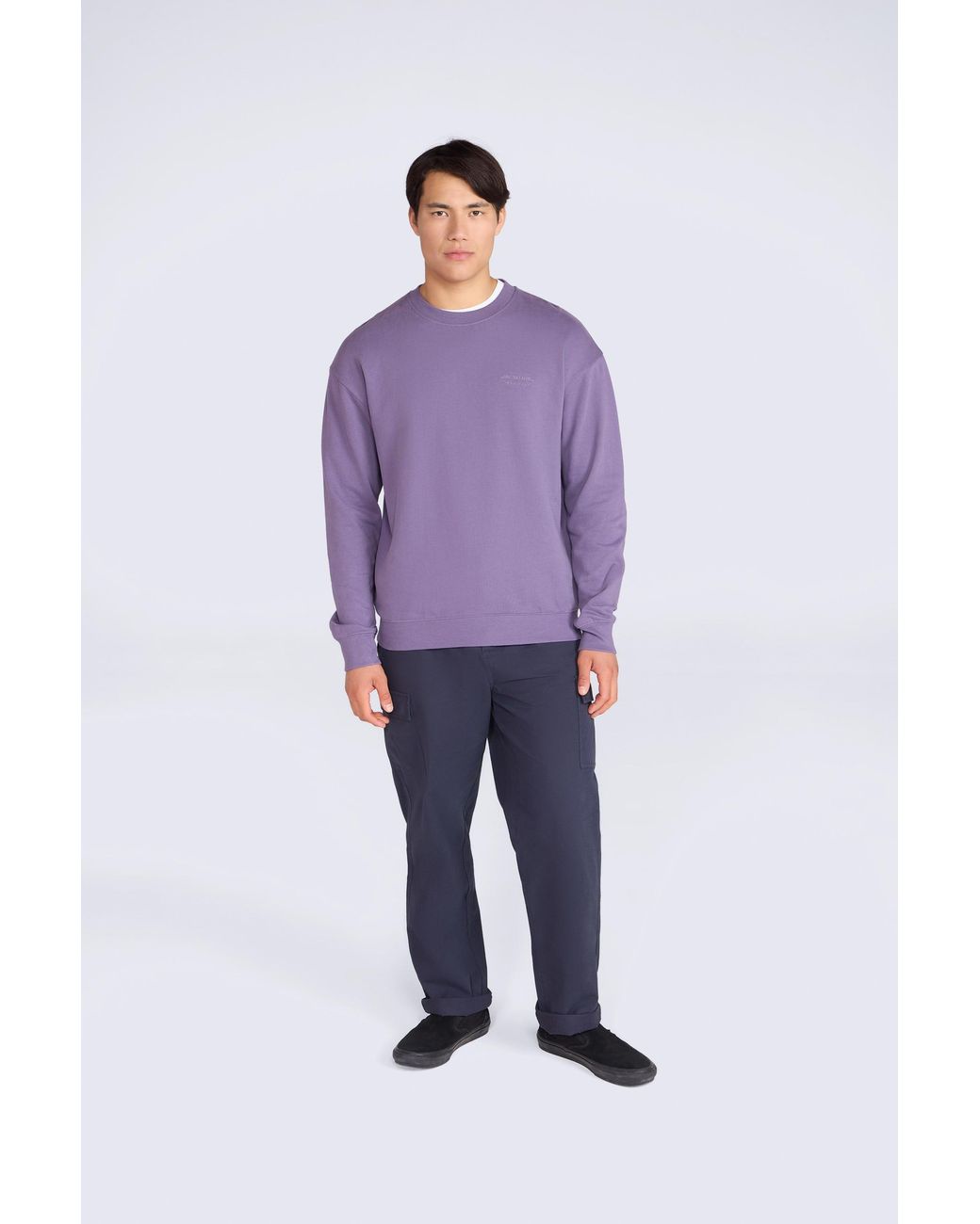 Mountain Warehouse Purple 'Jonah' Drop Shoulder Sweatshirt Casual Lightweight Cotton Pullover Jumper for men
