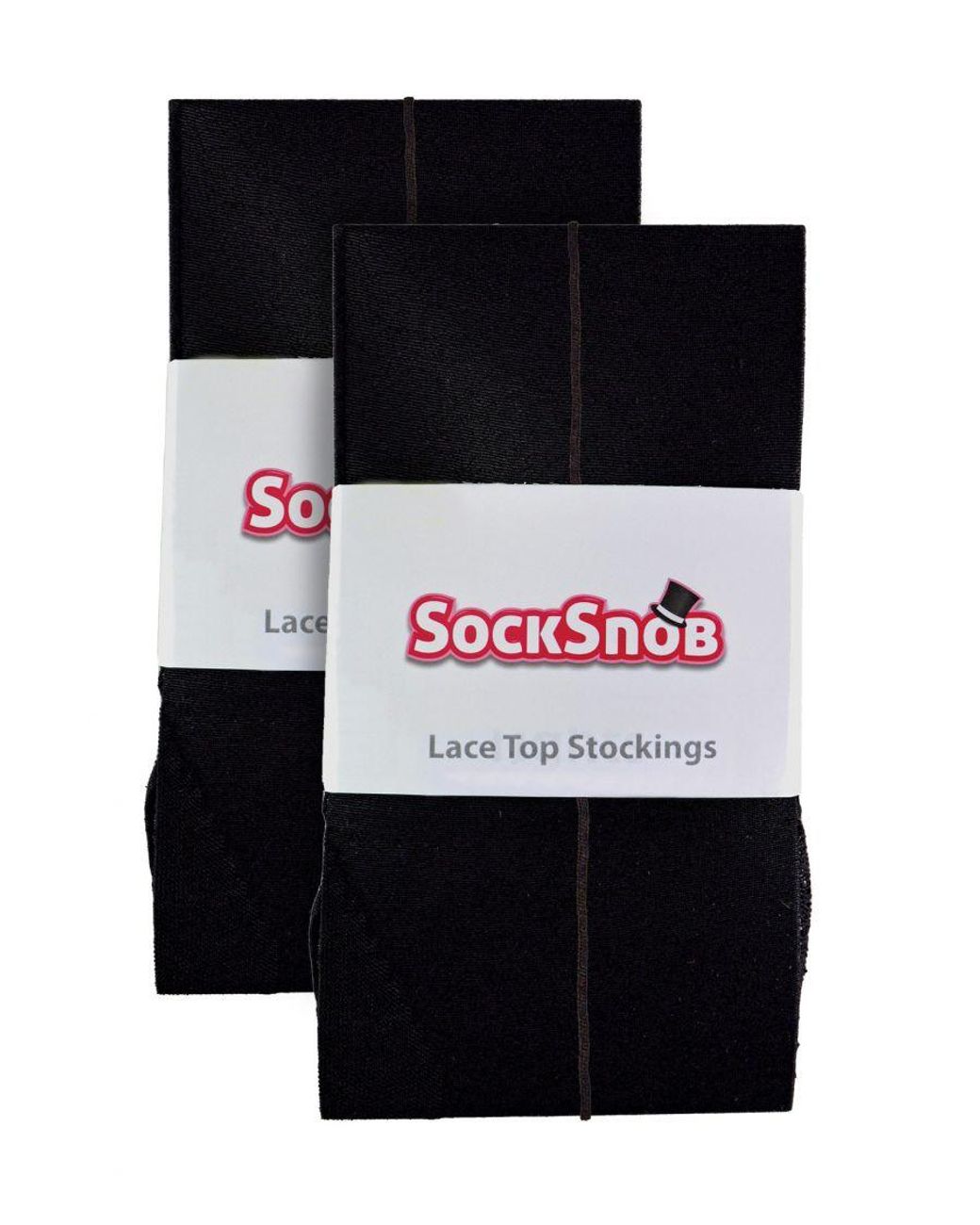 Sock Snob Black 2 Pair Multipack Seamed Stockings With Lace Top