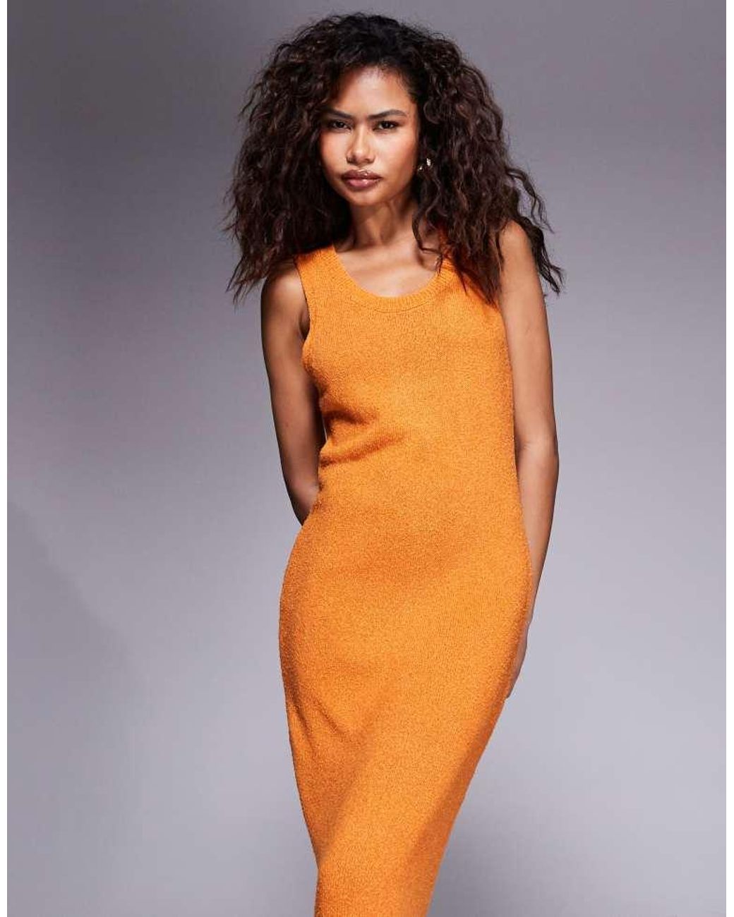 ASOS Blue Knitted Scoop Neck Textured Midaxi Dress